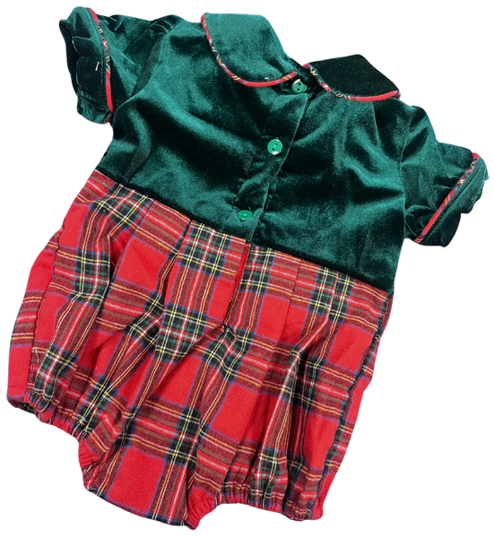 Green Velvet / Red Plaid Boy Bubble