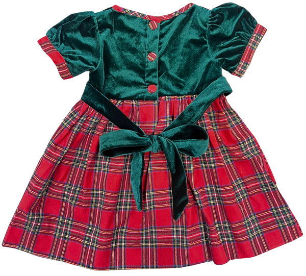 Green Velvet / Red Plaid Dress