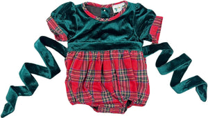 Green Velvet / Red Plaid Girl Bubble