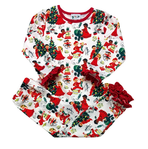 Kids of Christmas Ruffle Lounge Set