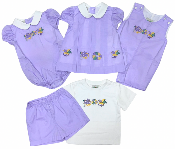 Mardi Gras Embroidered Short Set