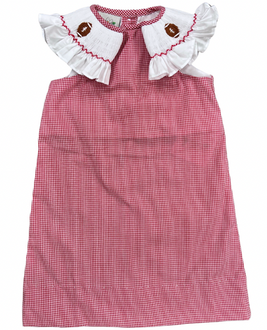 Smocked Sleeve Embroidered Football Dress