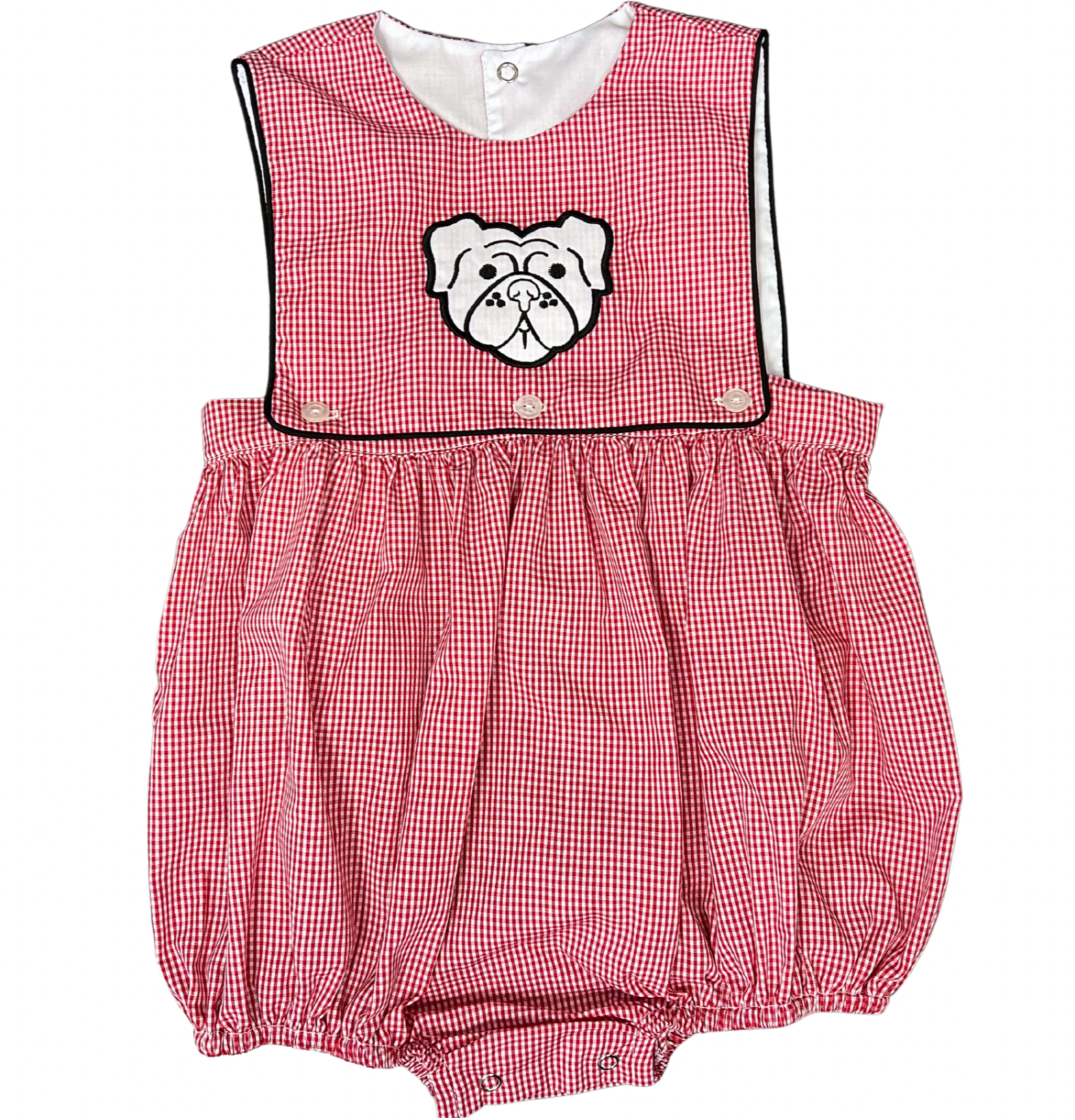 Red Gingham Bulldog Reversible Boy Bubble