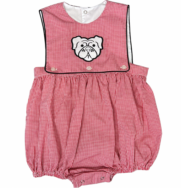 Red Gingham Bulldog Reversible Boy Bubble