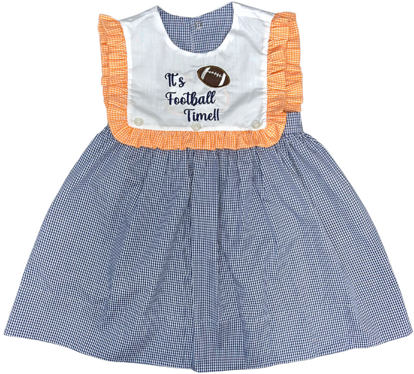 Navy/Orange Gingham Reversible Tiger Dress