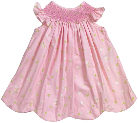 Smocked Peach Floral Dress