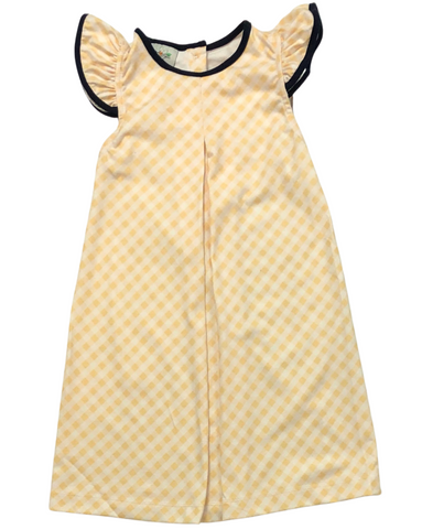 Mustard Gingham Pleat Dress