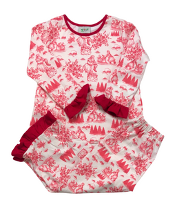 Christmas Toile 2pc Ruffle Lounge Set