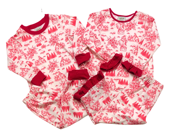 Christmas Toile 2pc Ruffle Lounge Set